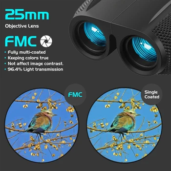 12X25 Binoculars - High Power, Waterproof, Compact Binoculars for Adults & Kids, Low Light Vision for Bird Watching, Hunting 6