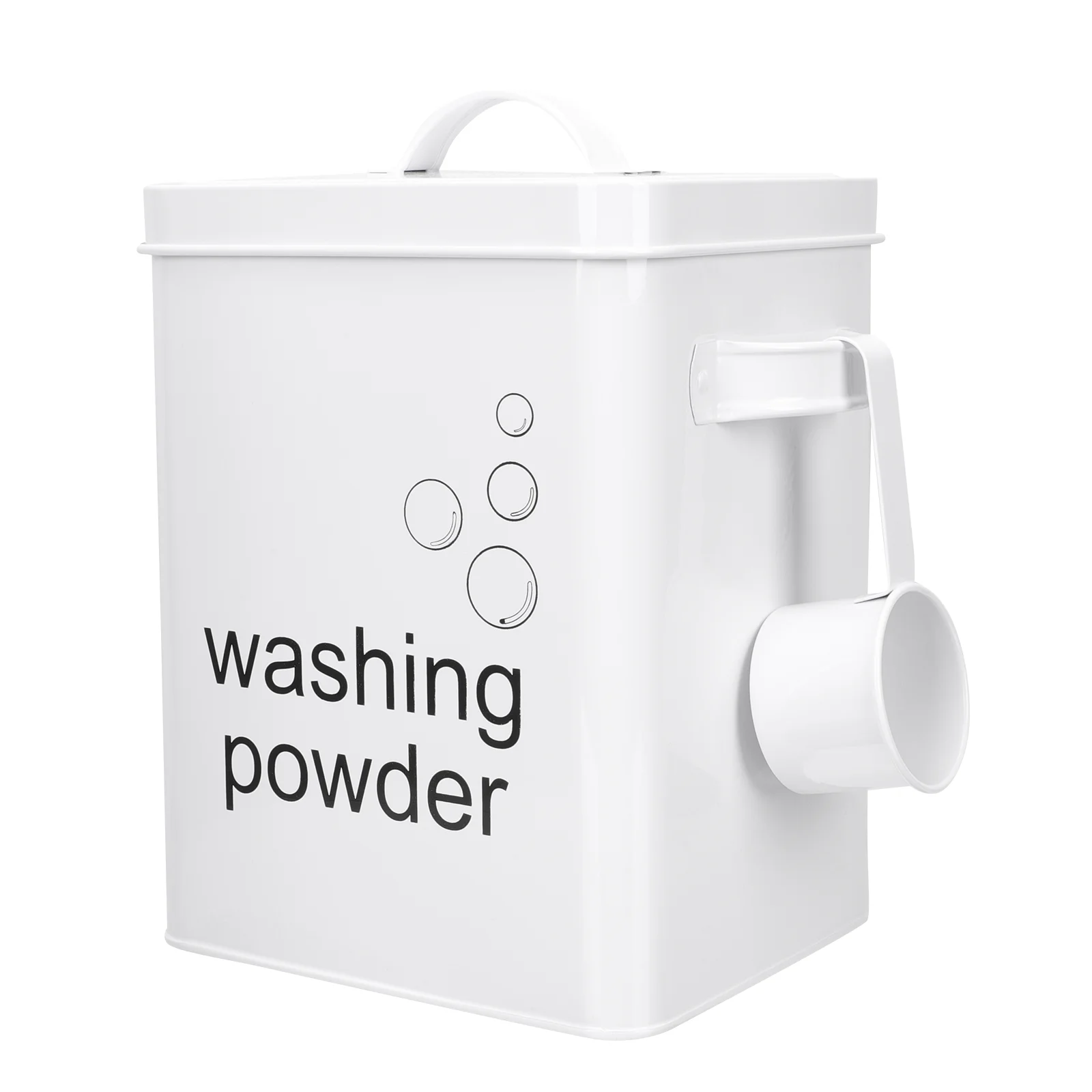 

Washing Powder Storage Bucket Metal Laundry Container Detergent with Scoop Wrought Iron Holder Office Dog Food
