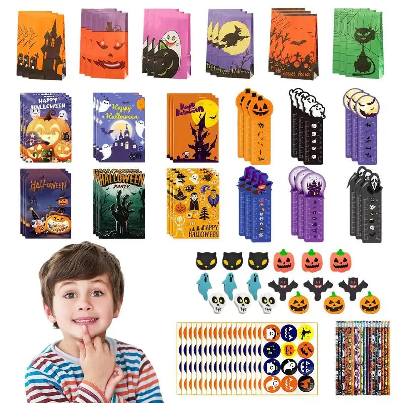 

Halloween Activities Party Favors Bulk Halloween Prefilled Goody Bags Assorted Halloween Art And Craft Stationery Kids Gift Set