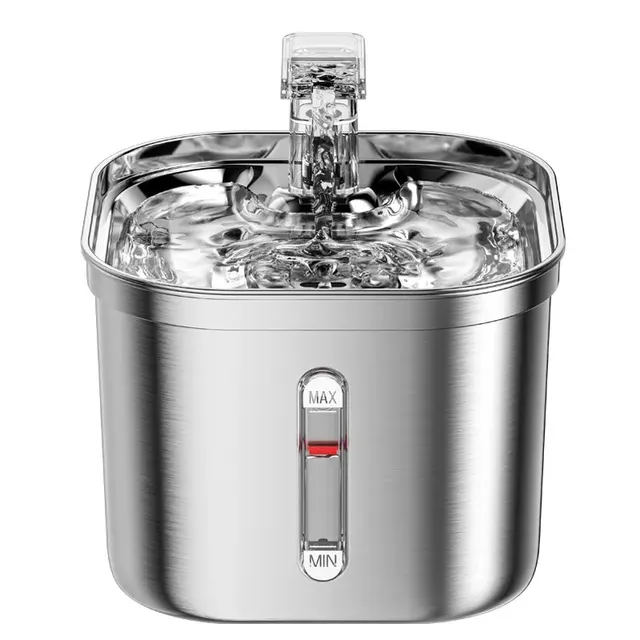 Automatic Cat Water Fountain Stainless Steel Cat Fountain With Filter Visual Water Level Pet Puppy Cats Drinking Water Dispenser 6