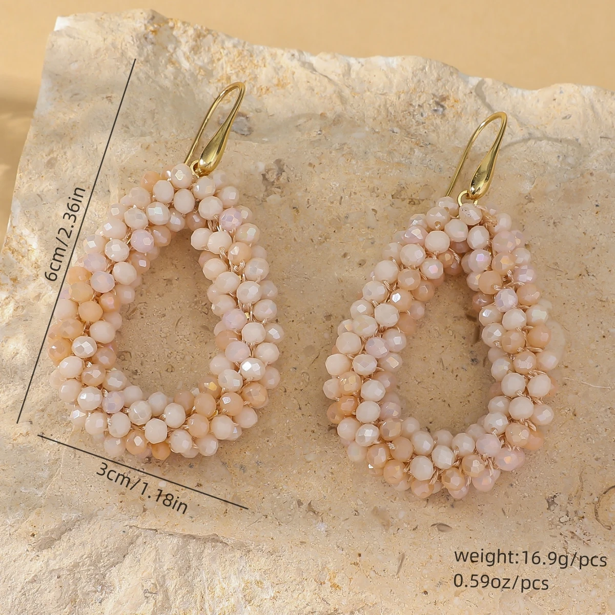 Boho Style Multicolor Water Drop Earrings for Women Elegant Handmade Crystal Beads Hanging Earrings Summer Beach Party Jewelry