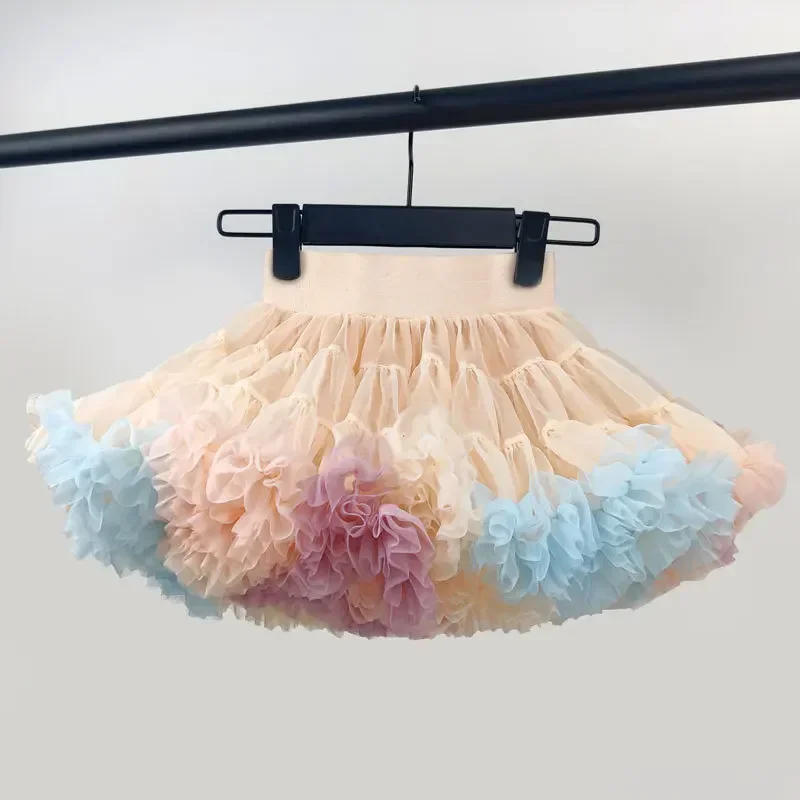 HOT Upgrade Girls Tulle Skirt Baby Children Tutu Pettiskirt Skirt Kids Fluffy Ballet Skirt Party Princess Girl Clothes B022
