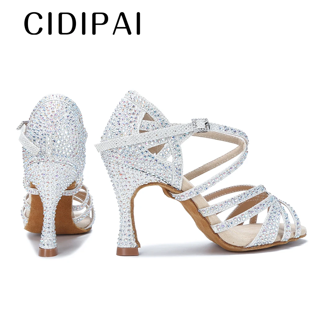 CIDIPAI Latin Dance Shoes Woman Salsa Performance Ballroom Shiny Dance Shoes Indoor Party Shoes Golden Women's Wedding Shoes
