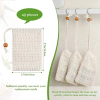 80 Pack Soap Exfoliating Bags,Soap Saver Made Sisal Mesh Soap Bag Bar Soap Bag With Drawstring For Bath & Shower Use 2