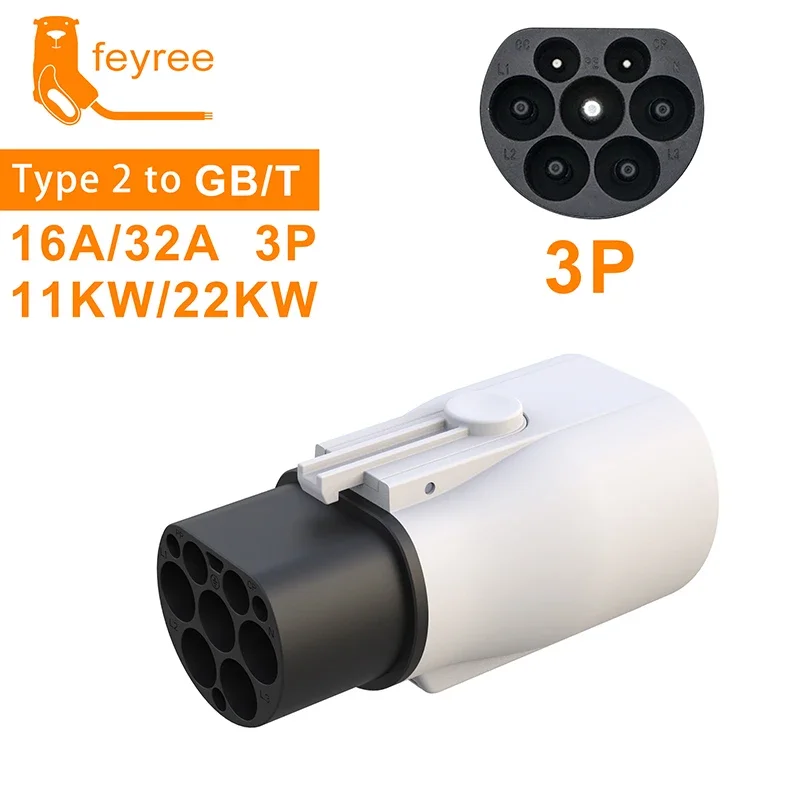 EV Charger Adapter Type 2 IEC 62196-2 to GB/T Converter for China Standard Electric Vehicle Charging 16A 32A