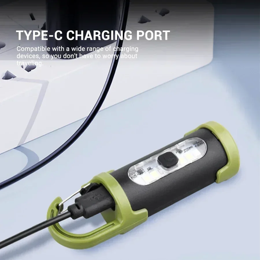 Compact Rechargeable Keychain Flashlight with COB Technology - Emergency Outdoor Light