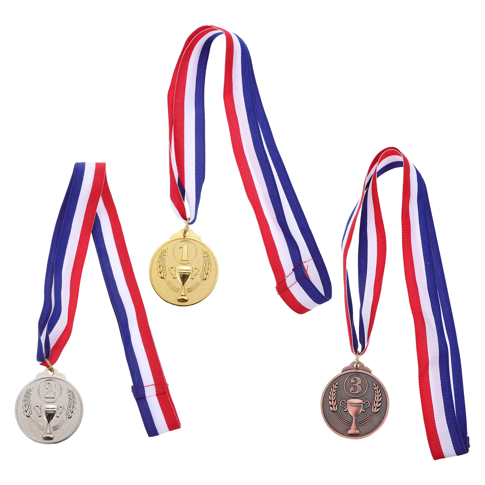 

3 Pcs The Medal Sports Winner Medals Metal Competition Number With Ribbon Woven Fabric Award Events