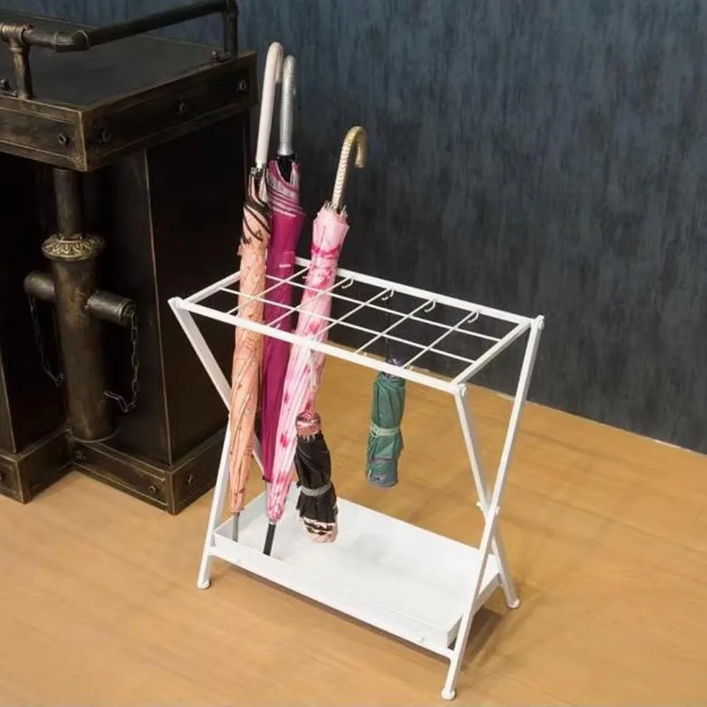 Umbrella Stand Umbrella Holder Foldable Metal Umbrella Holder Stand with Drip Tray, 6