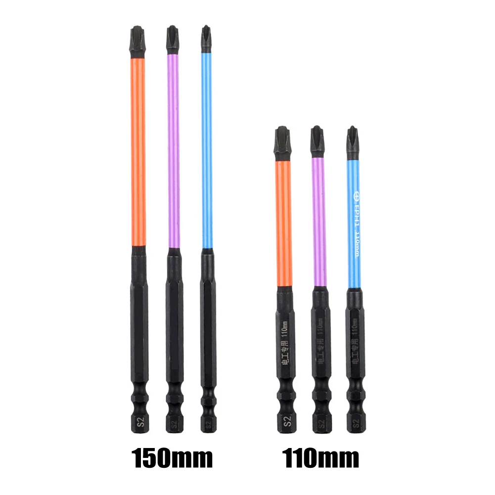 

6pcs Special Slotted Cross Screwdriver Bit For Electrician FPH1 FPH2 FPH3 Screwdriver Bits 110mm+150mm Multifunctional Hand Tool