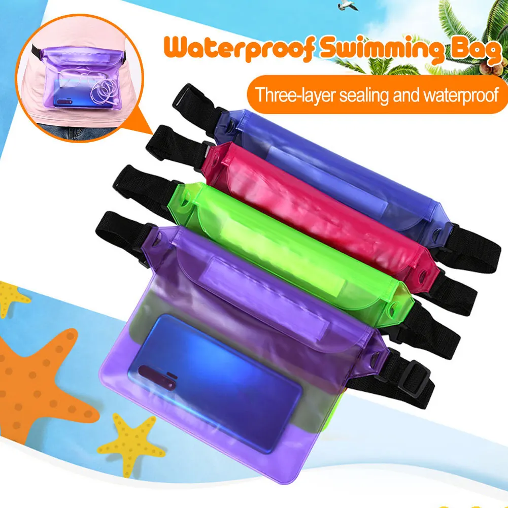 3 Layers Sealing Waterproof Swimming Bag Ski Drift Diving Beach Shoulder Waist Pack Underwater Mobile Phone Bags Case Cover | Спорт и