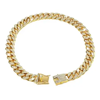 Dog Collar Sparkling Rhinestone Chain Collar for Small Medium Dogs Metal Cat Necklace with Gold Link Pet Jewelry Accessories 3