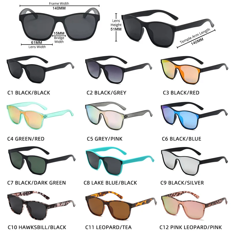 Polarized Sunglasses Men Women Square One-piece Lens UV400 Driving Vacation Shades