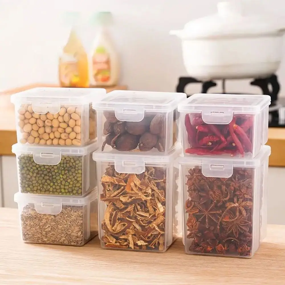 1Pcs 냉장고 식품 신선한 주방 보관 상자 좋은 씰링 투명한 향신료 컨테이너 케이스 보이는 홈 건조 과일 항아리
