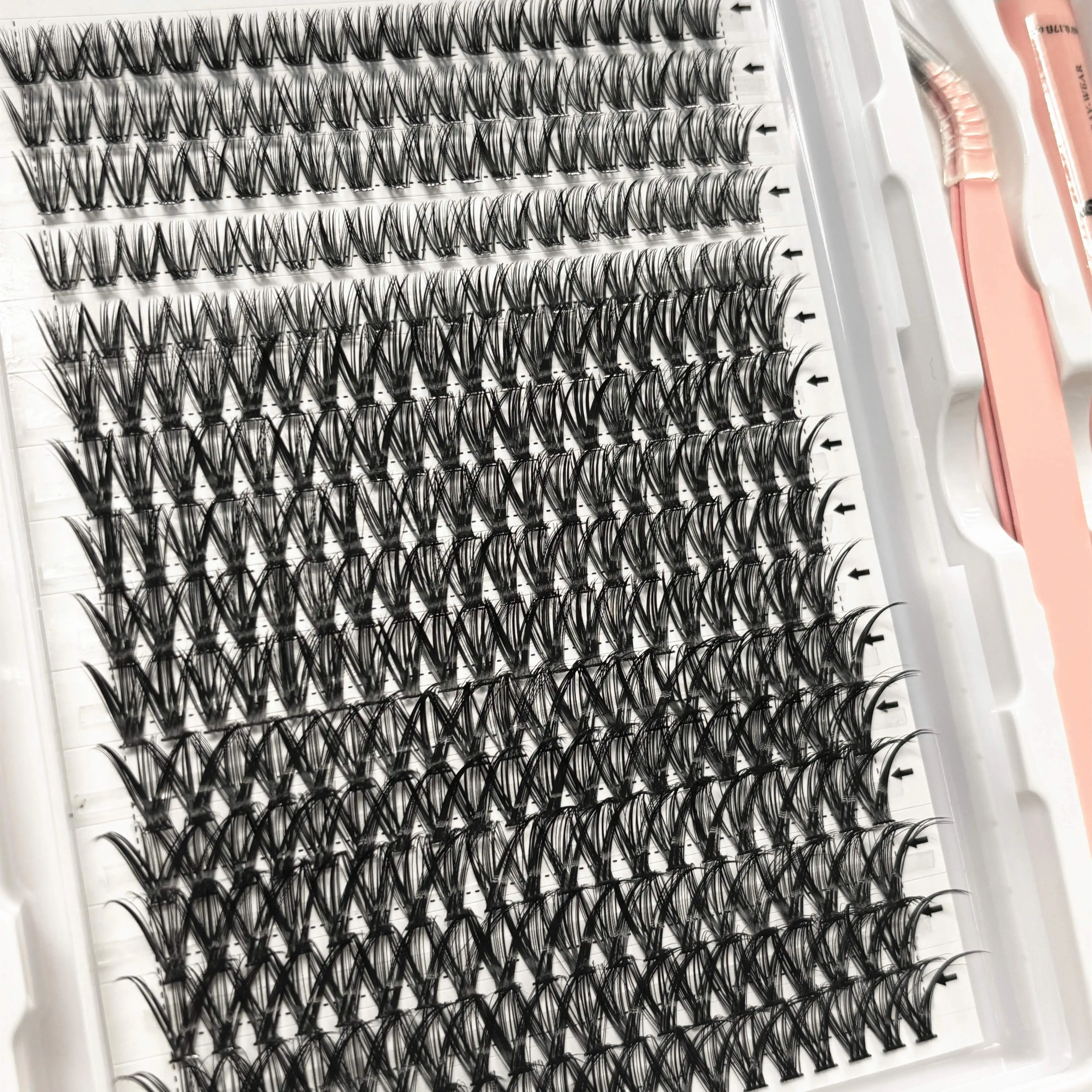 320PCS Clusters Eyelash With Bond and Tweezers Makeup Tools DIY Lashes Extension Kit for Lashes Waterproof Eyelashes Set Thick