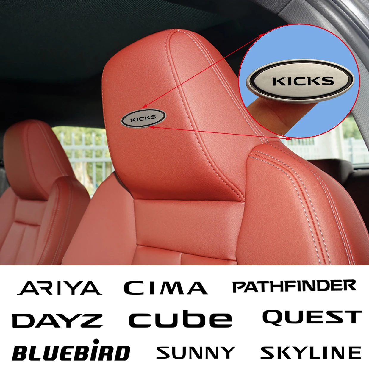 Adesivo Per Seggiolino Auto Poggiatesta Adesivo Per Badge Per Nissan Ariya Bluebird Cima Cube Dayz Kicks Versa X Terra Pathfinder Sunny