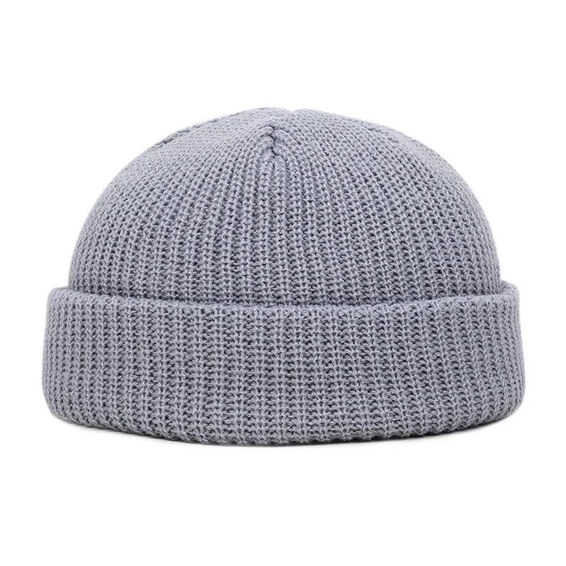 Solid Color Warm Knitted Brimless Hat Hats Winter Autumn Hip Hop Skullcap Street Men Beanie Unisex Melon Cap Women male_voghion.com