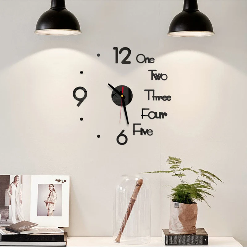 Non Toxic And Non Fading 3D Mirror Wall Clock Modern Design Creative Acrylic Quartz Wall Clocks Stickers