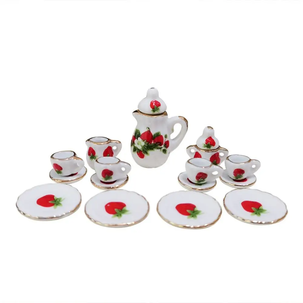 Ceramic Mini Tea Set for Dollhouse Accessories
