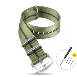 Enhanced High-Density Nylon Watch Strap - Premium Soft and Durable Nylon Bracelet - 22mm (Green Black)