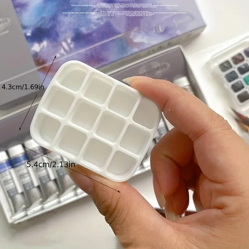 Watercolor Palette 12-Grid Mini Watercolor Box Ultra-Compact Lightweight Travel-Sized Moisturizing for Painting and Sketching