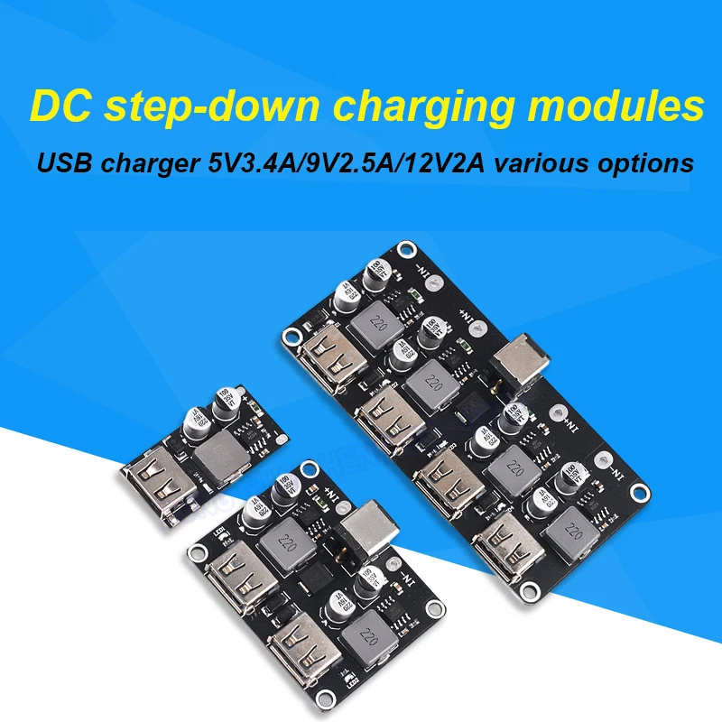 

1 PCS DC-DC Step-down Charging Module QC3.0 USB 5V3.4A/9V2.5A/12V2A Charger For Car Charging