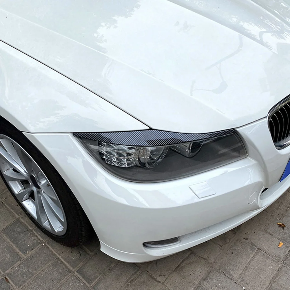 

Автомобильные наклейки для головы из углеродного волокна, искусственные веки для бровей, Обложка, головка для ресниц, наклейки для BMW 3 серии E90, E91, 320I, 330I 05-12