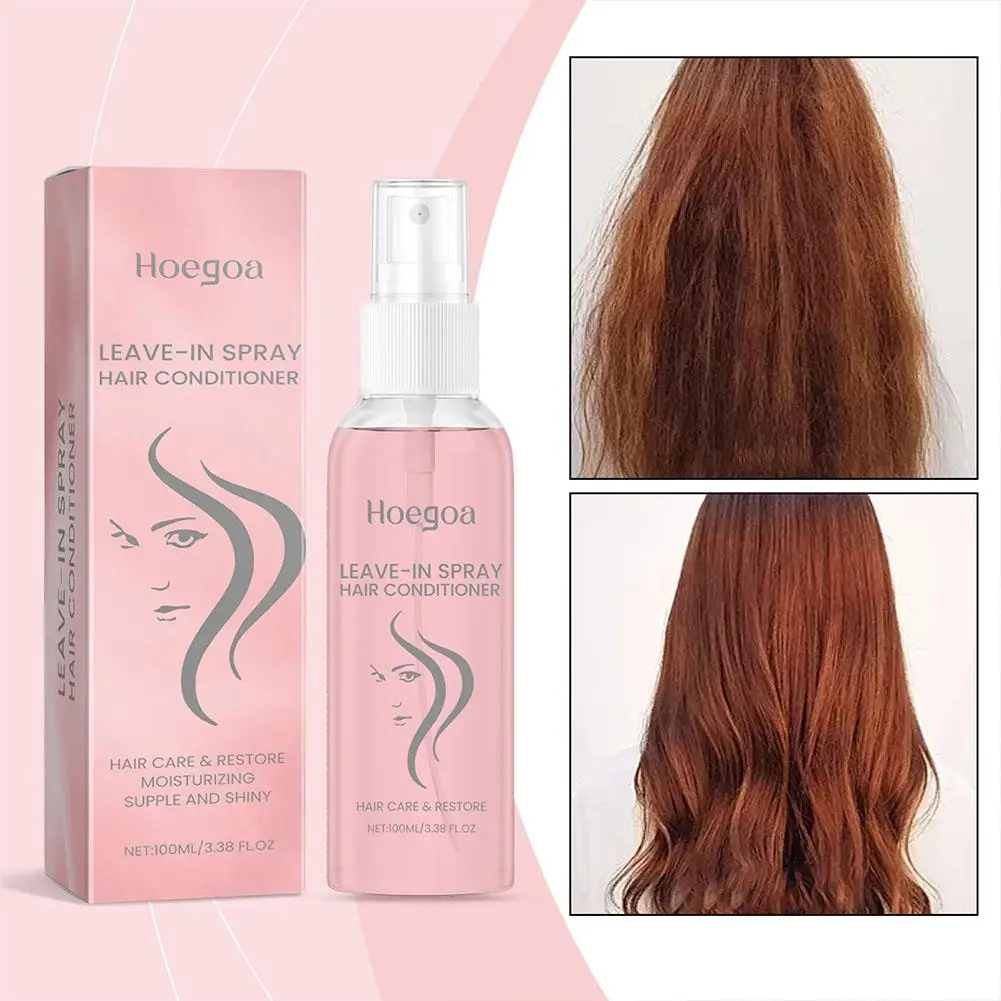 100ml Leave-In Conditioner Spray Hair Mask for Damaged Hair Coconut Oil Smoothing Soft Keratin Treatment Care Pro Y8E1