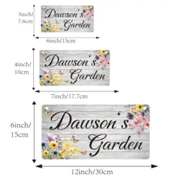 Personalized Floral Garden Plaque - Custom Name Hanging Wall Sign - M (APS - G76)