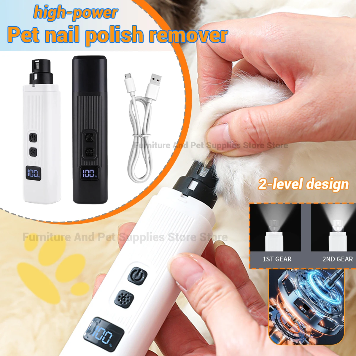 Electric Dog Nail Clippers for Dog Nail Grinders Rechargeable USB Charging LED Light Pet Quiet Cat Paws Grooming Supplies pet nail clipper,pet nail grinder