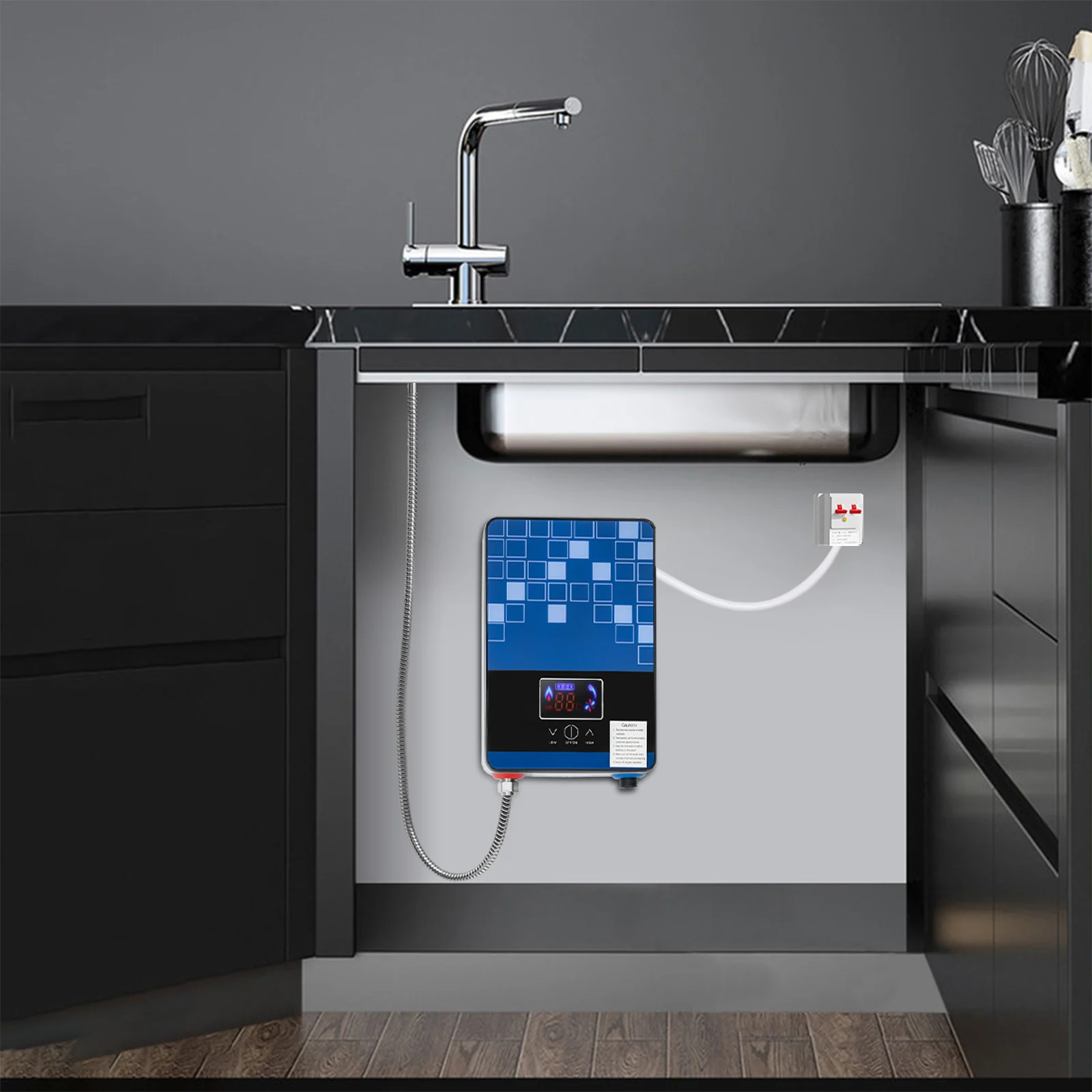 Tankless Electric Hot Water Heater 4500W 110V Instant Water Heater On Demand Bath Shower LED Screen Display for Bathroom