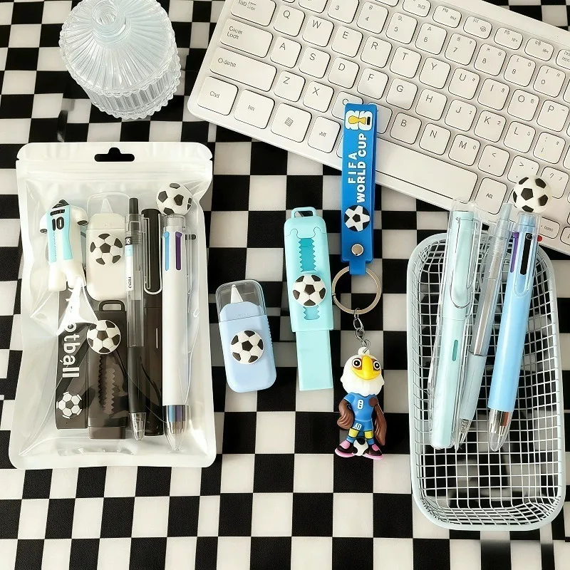 Soccer Sport Stationery Kit Cute Football Themed School Supplies Set With Pens Eraser Correction Tape Keychain Gift For Boys Tee - 5