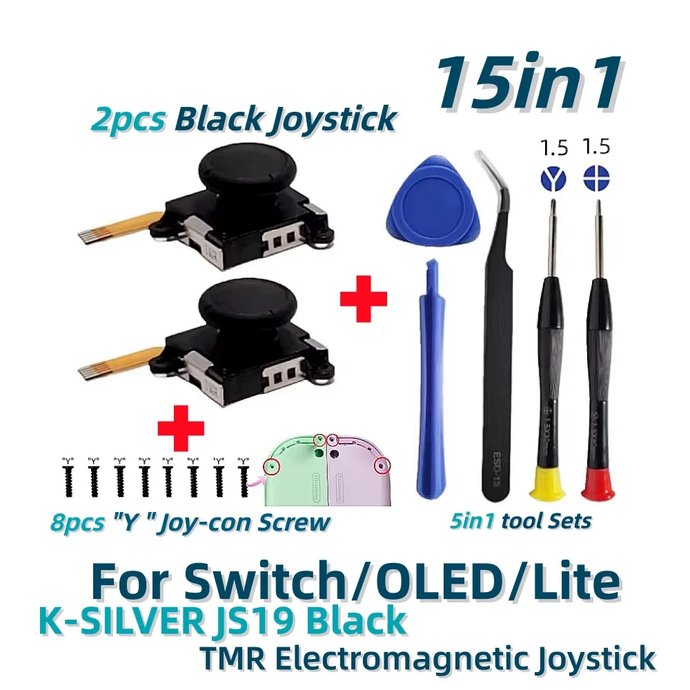 Magnetic Sensor 3D Analog Stick Replacement for Switch Joy-Con - K-SILVER JS19 (2/10pcs)