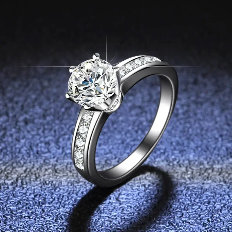 

1 Carat D Color VVS1 Moissanite Rings for Women Luxury Eternal PT950 Platinum Rings Sparking Diamond Band Luxury Jewelry