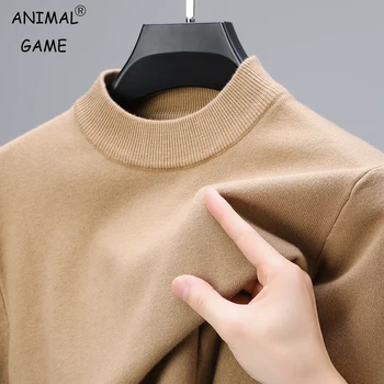 Maglione di maglieria a mezzo collo alto Nuovo autunno/inverno Felpe con collo a lupetto Pullover tinta unita Uomo Abbigliamento casual da uomo di marca 1