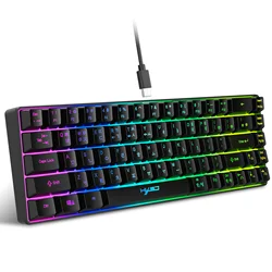 Compact RGB Backlit Gaming Keyboard - 68 Keys, USB Wired, Portable Design (Black Korean)