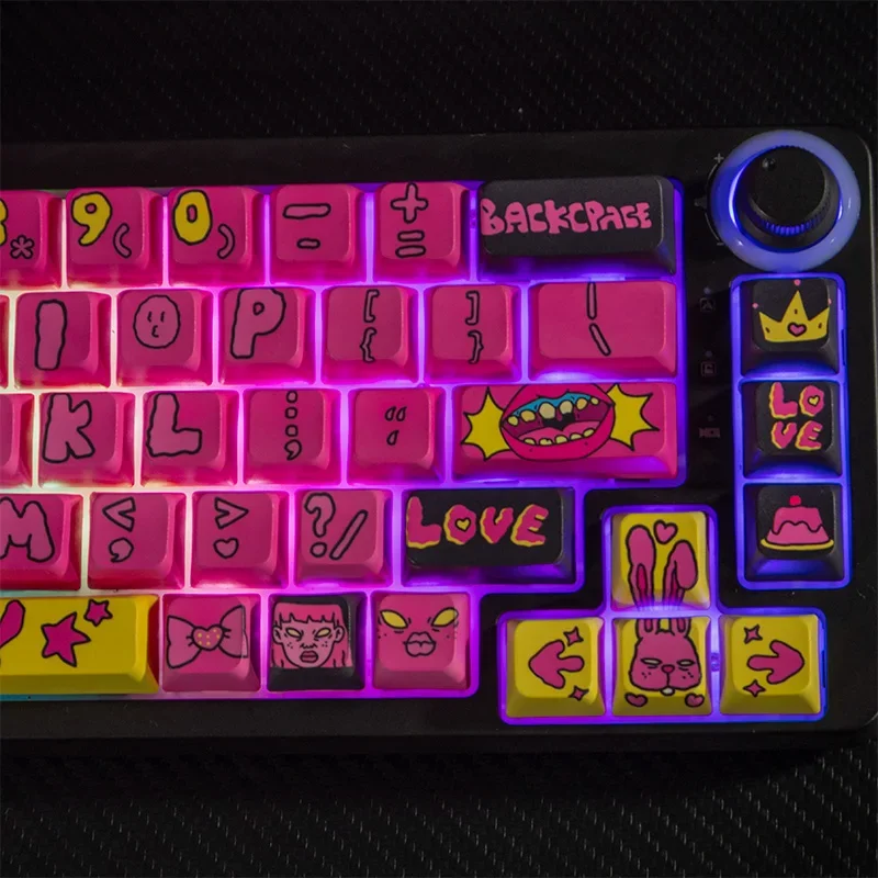 Echome-letras Grandes Keycaps Dye Subbed Keycaps Design Original Teclado Mecânico Graffiti Perfil Mda 130 Chaves Pbt - Imagem 5