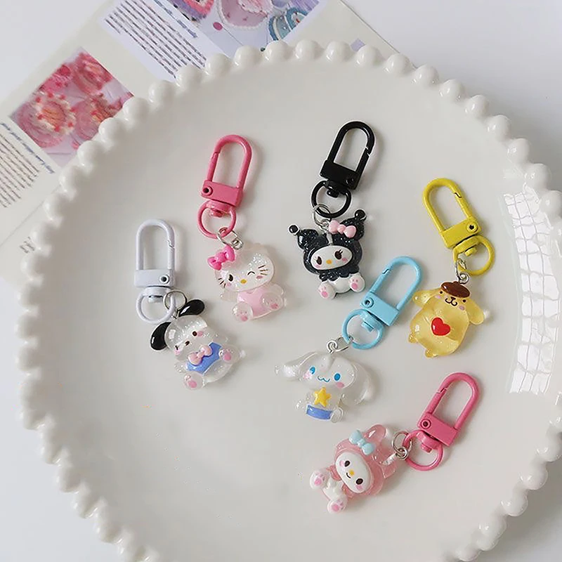 

Sanrio аниме прозрачный тонкий мигающий брелок мультяшный нефритовый собака Kuromi Мелодия сумка кулон милые аксессуары брелок