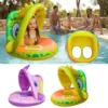 Baby Swimming Inflatable Float Cute Cartoon Swimming Ring With Sunshade Safe Bathing Summer Water Play Toys Children's Gifts 1
