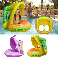 Baby Swimming Inflatable Float Cute Cartoon Swimming Ring With Sunshade Safe Bathing Summer Water Play Toys Children's Gifts 1