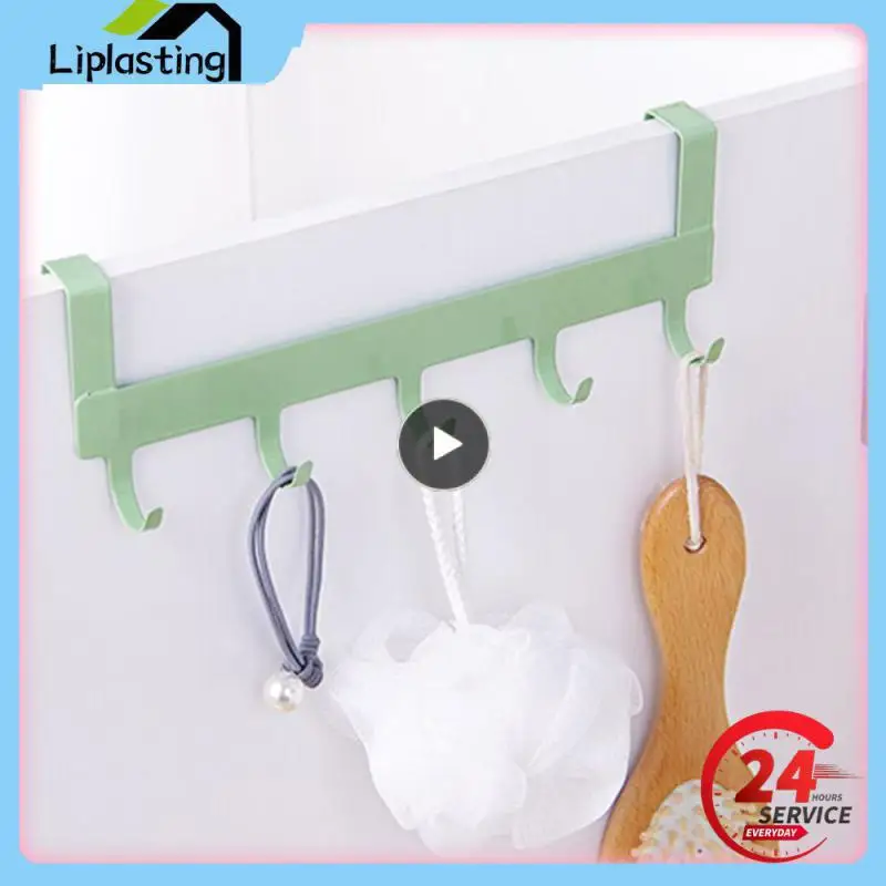 

Hook Over The Door 5 Hooks Home Bathroom Organizer Rack Clothes Coat Hat Towel Hanger New Bathroom Kitchen Accessories Holder