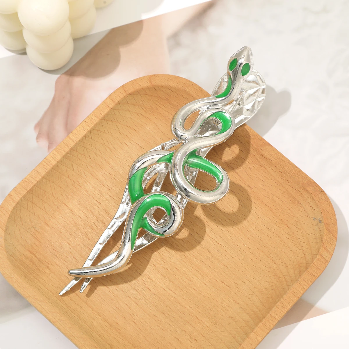 Alloy Green Snake Duckbill Clip Silver Hair Clip Hairpin For Women Ponytail Korean Barrette Headwear Hair Accessories