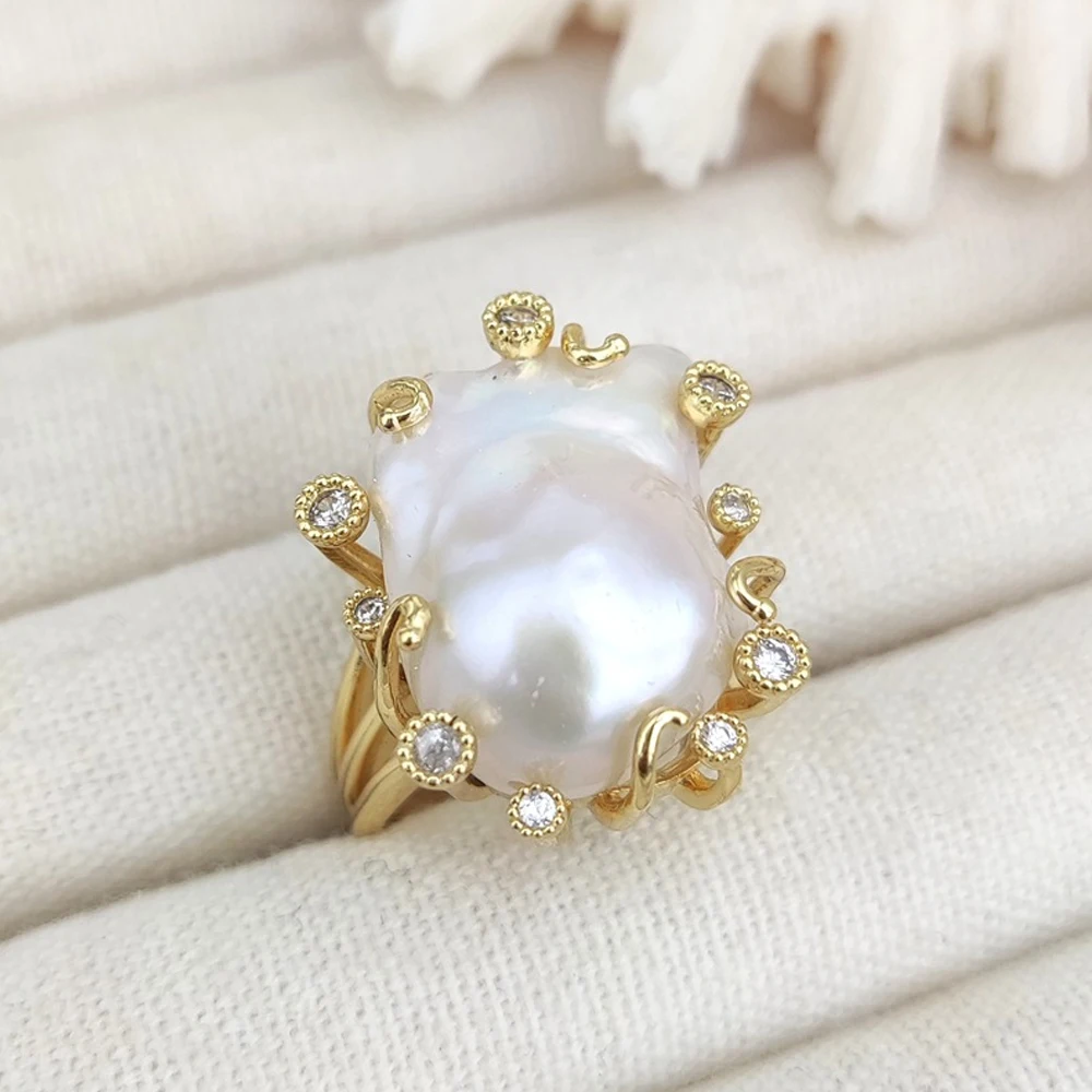 تصميم فاخر غير منتظم لؤلؤة عملة خاتم حفلة موسيقية...