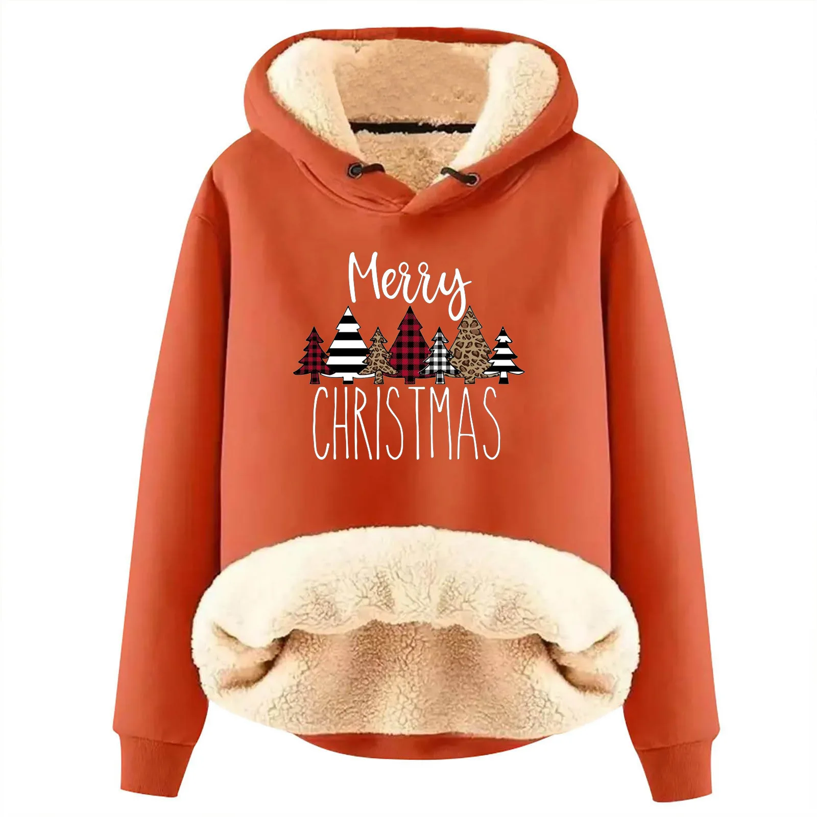 

Merry Christmas Women Hoodies Thick Fleece Sweatshirt Pullover Winter Warm Pullover Tops Jumper ZCY03