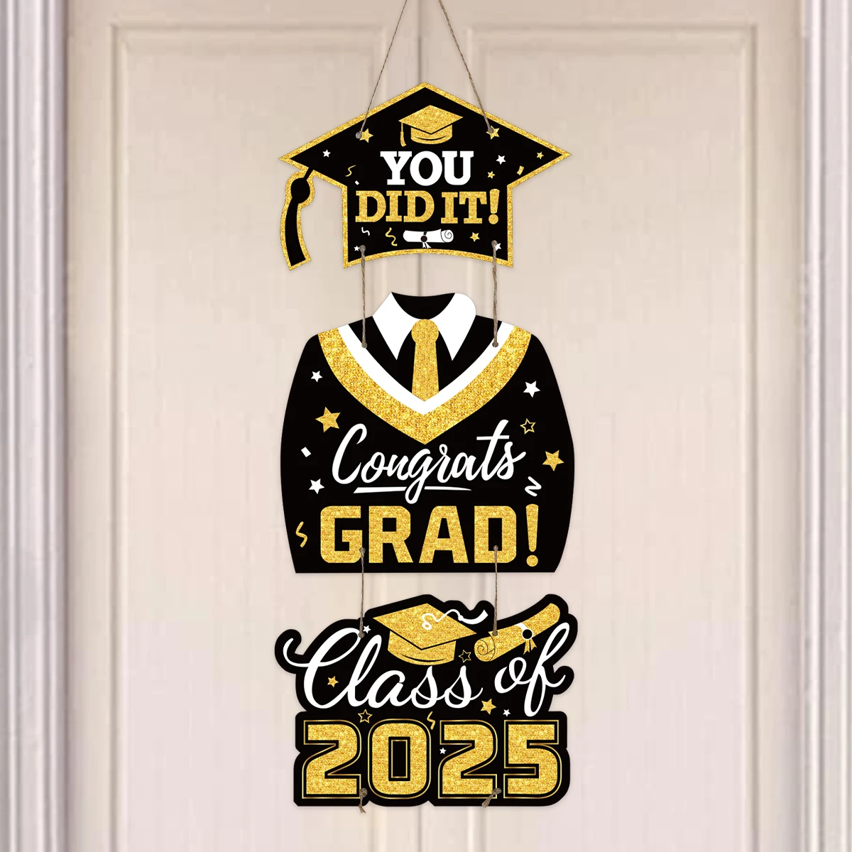 Graduations Paper Door Hanging Graduation Gown Hat Decorations Congrats ...