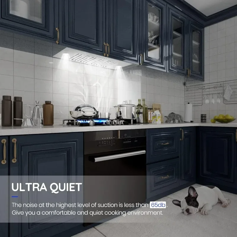 Range Hood Insert, EKON NAB01-30IN 900CFM Built-in Range Hoods Ducted/Ductless with 4-Speed Soft Touch Panel Control 3