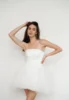 Zoci Simple Strapless White Short Wedding Dresses Sleeveless Tulle Corset Bride Dress Customized vestidos de novia Wedding Gown 3