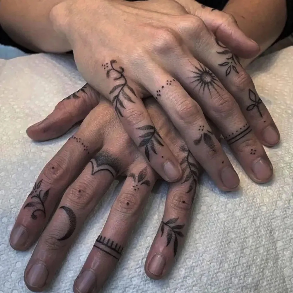 2PCS Waterproof Semi Permanent Tattoo Stickers Disposable Branches Leaves Temporary Tattoos Sticker Realistic Look No Reflection