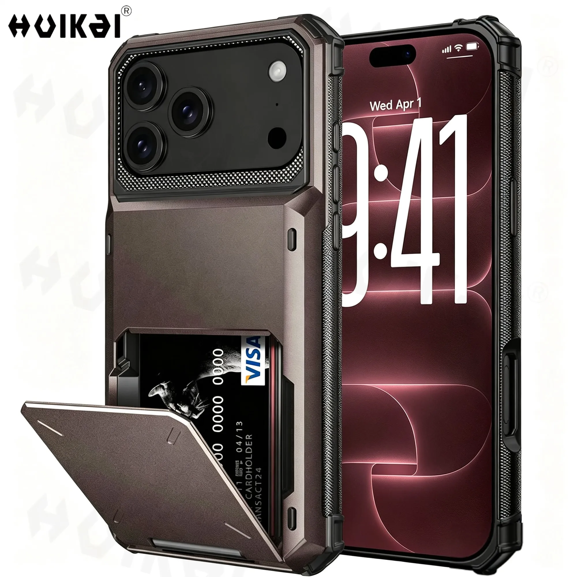 Premium Card Holder Wallet Case with Hidden Flip Slot and Protective Hard Back Cover