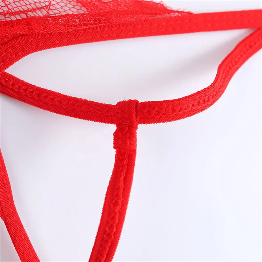 3 PCS/Pack One Rope Women Lingerie Micro Bikini V String Thong Sexy Temptation Ladies Transparent Floral Lace Underwear