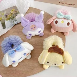 Sanrio Plush Cute Kuromi Hair Ring Elastic Band Melody Hairpins Women Velcro Cinnamoroll Hair Claws Girl Hairband Kids Xmas Gift